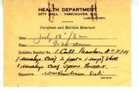 Certificate and Exhibits Returned receipts