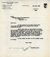 Letters regarding food orders made by the CPR for the Royal Visit