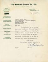 Letter to Vance from Mainland Transfer Co. Ltd.