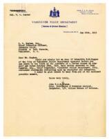 Letter to/from R.W. Hughes, Chief Probation Officer, Juvenile Court and Vance