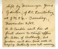 Letter to W.H. Mulligan, Chief Constable from Vance