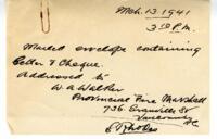 Letter to W.A. Walker, Provincial Fire Marshall from Vance