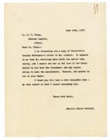 Letter to H.E. Young, Ottawa from [Underhill], Medical Health Officer, Vancouver
