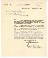 Letter to Vance from Captain, O.C. No 19 Co, Canadian Army Service Corps.