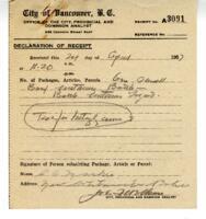 Letter to Vance from A. Grundy, Chief Constable