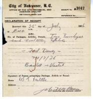 Letter to Vance from W.W. Crompton, Police Court Clerk