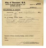 Certificate and Exhibits Returned - Health Department