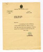 Letter to Vance from Secretary of National Health