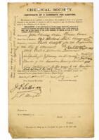 Certificate of a Candidate for Election, Chemical Society