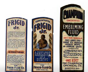 Embalming fluid labels: [19--]