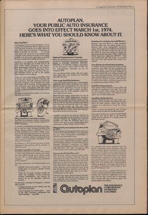 Le Soleil de Vancouver, November 30, 1973, page 3