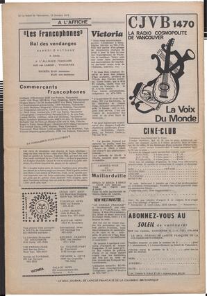 Le Soleil de Vancouver, October 12, 1973, page 16