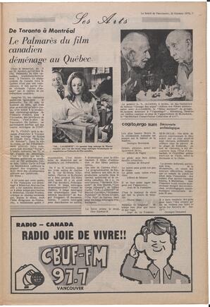 Le Soleil de Vancouver, October 12, 1973, page 11