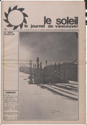Le Soleil de Vancouver, December 8, 1972, page 1