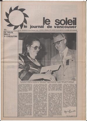 Le Soleil de Vancouver, September 29, 1972, page 1