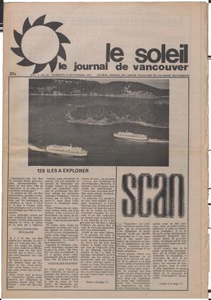 Le Soleil de Vancouver, September 15, 1972, page 1