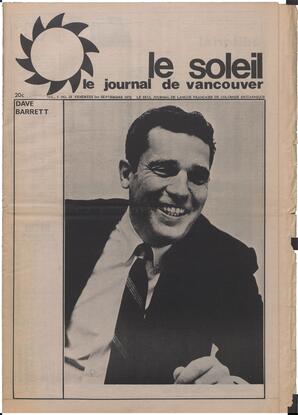 Le Soleil de Vancouver, September 1, 1972, page 1