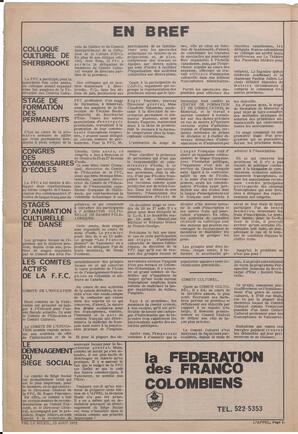 Le Soleil de Vancouver, August 25, 1972, page 8