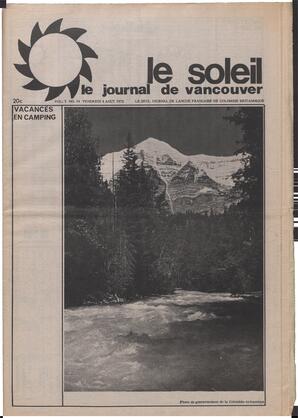 Le Soleil de Vancouver, August 4, 1972, page 1