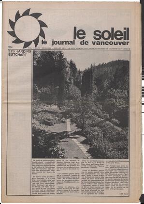 Le Soleil de Vancouver, July 14, 1972, page 1