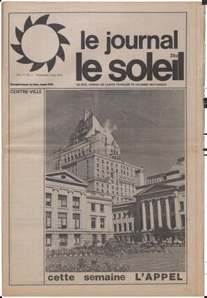 Le Soleil de Vancouver, May 5, 1972, page 1
