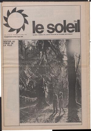 Le Soleil de Vancouver, April 21, 1972, page 1
