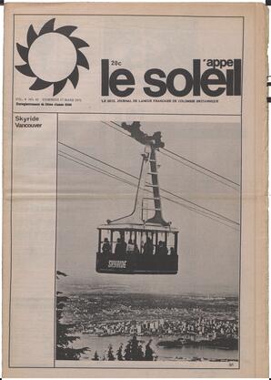 Le Soleil de Vancouver, March 17, 1972, page 1