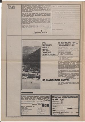 Le Soleil de Vancouver, February 25, 1972, page 2
