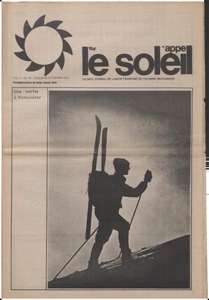 Le Soleil de Vancouver, January 14, 1972, page 1