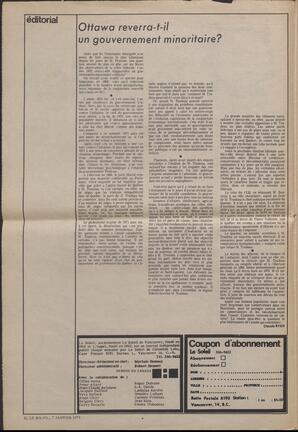 Le Soleil de Vancouver, January 7, 1972, page 2