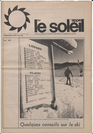 Le Soleil de Vancouver, January 7, 1972, page 1