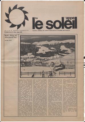 Le Soleil de Vancouver, December 17, 1971, page 1