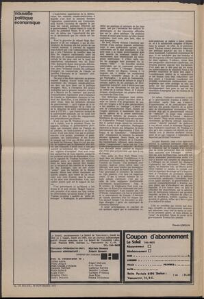 Le Soleil de Vancouver, November 19, 1971, page 2