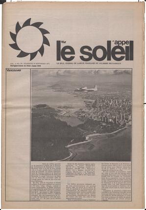 Le Soleil de Vancouver, November 19, 1971, page 1