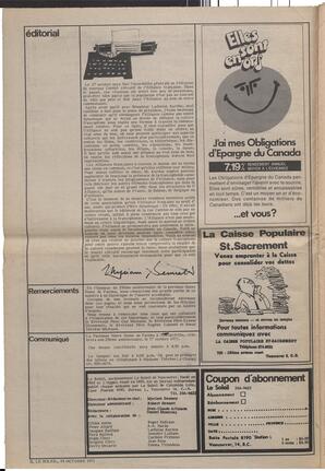 Le Soleil de Vancouver, October 15, 1971, page 2