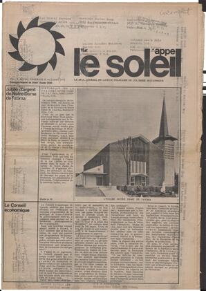 Le Soleil de Vancouver, October 15, 1971, page 1
