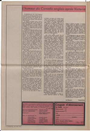 Le Soleil de Vancouver, August 20, 1971, page 2