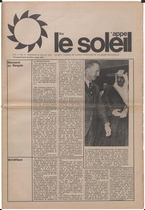 Le Soleil de Vancouver, July 16, 1971, page 1