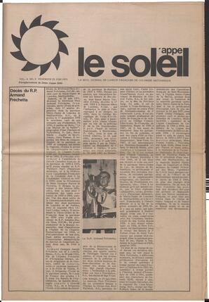 Le Soleil de Vancouver, June 25, 1971, page 1