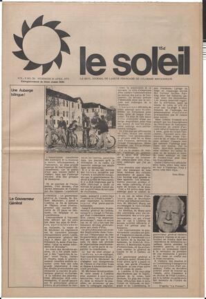 Le Soleil de Vancouver, April 16, 1971, page 1