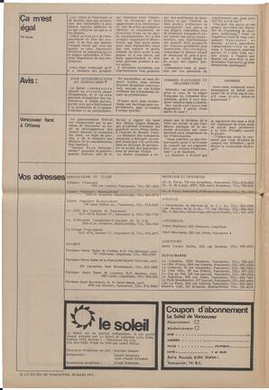 Le Soleil de Vancouver, March 26, 1971, page 2