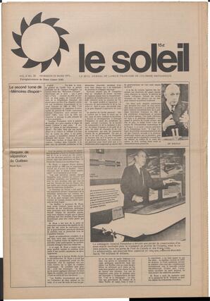 Le Soleil de Vancouver, March 26, 1971, page 1