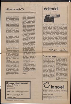 Le Soleil de Vancouver, March 5, 1971, page 2