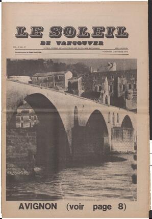 Le Soleil de Vancouver, February 19, 1971, page 1