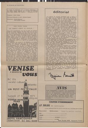 Le Soleil de Vancouver, February 12, 1971, page 2