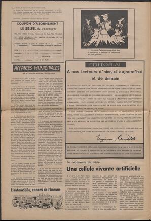 Le Soleil de Vancouver, November 20, 1970, page 2