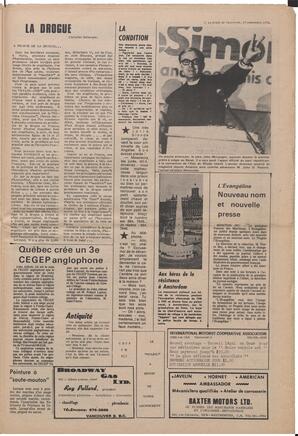 Le Soleil de Vancouver, September 18, 1970, page 11
