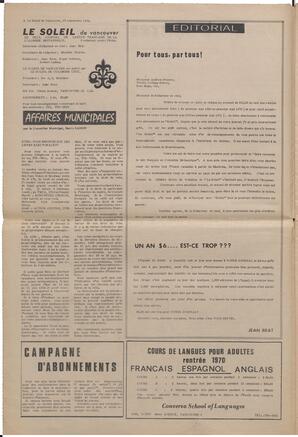 Le Soleil de Vancouver, September 18, 1970, page 2