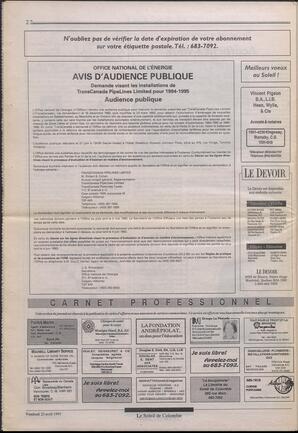Le Soleil de Colombie, April 23, 1993, page 22