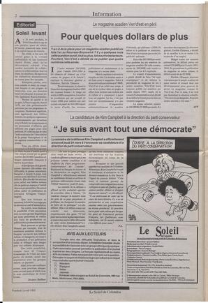 Le Soleil de Colombie, April 2, 1993, page 2